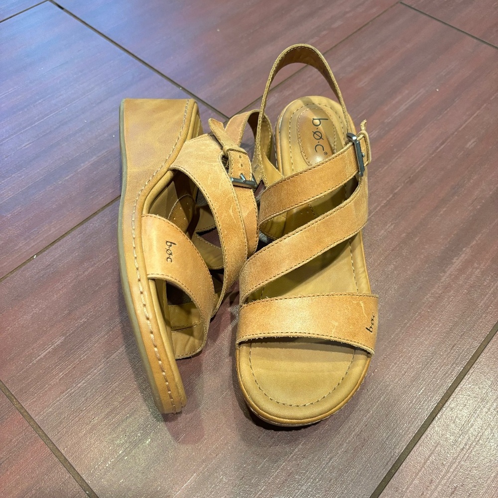Never worn b.o.c leather wedge sandals